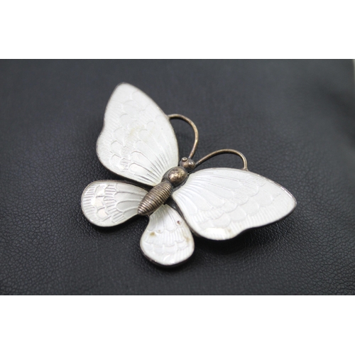 344 - Silver enamel butterfly brooch by Volmer Bahner (9g)