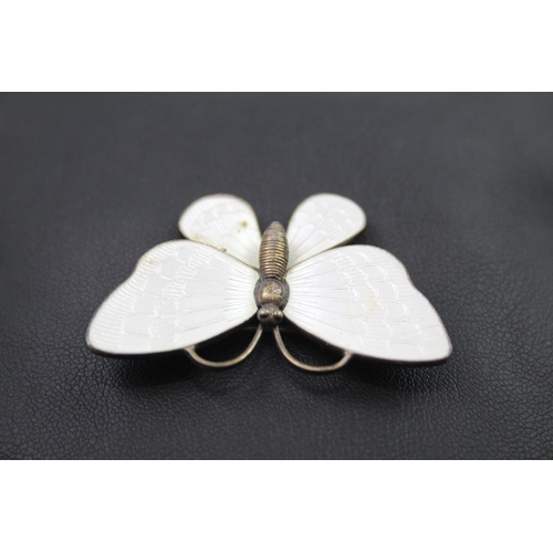 344 - Silver enamel butterfly brooch by Volmer Bahner (9g)