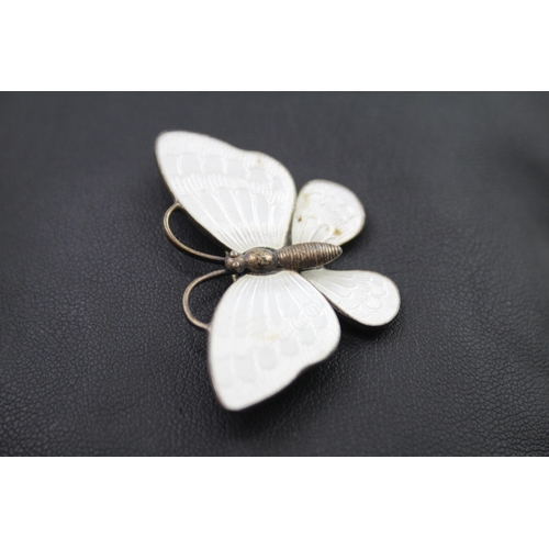 344 - Silver enamel butterfly brooch by Volmer Bahner (9g)