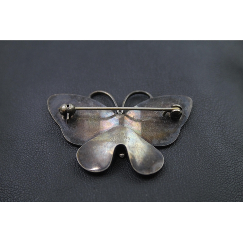 344 - Silver enamel butterfly brooch by Volmer Bahner (9g)