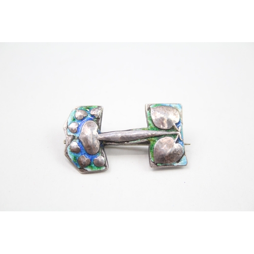 346 - Silver enamel Arts & Crafts brooch (6g)