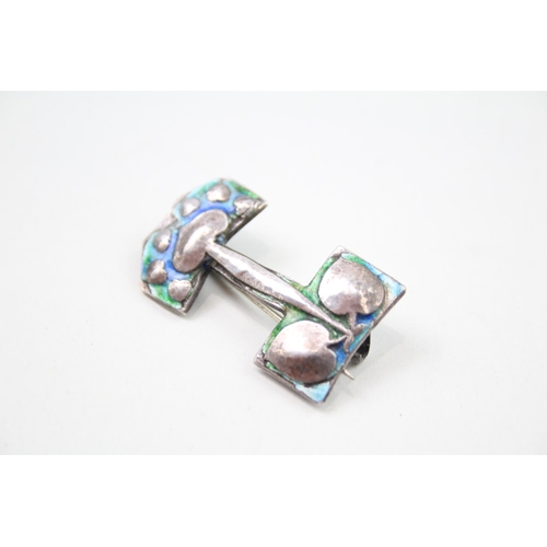 346 - Silver enamel Arts & Crafts brooch (6g)