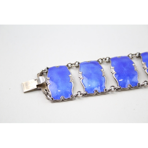 359 - Silver enamel panel bracelet by Ivar T Holth (40g)