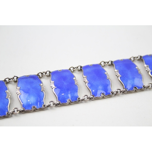 359 - Silver enamel panel bracelet by Ivar T Holth (40g)