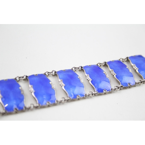 359 - Silver enamel panel bracelet by Ivar T Holth (40g)