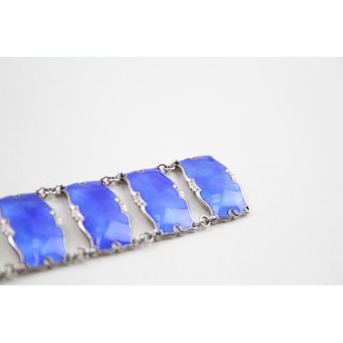 359 - Silver enamel panel bracelet by Ivar T Holth (40g)