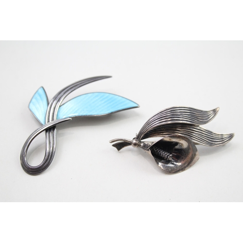 364 - Two silver Scandi brooches including Askel Holmsen and N.E. From (18g)