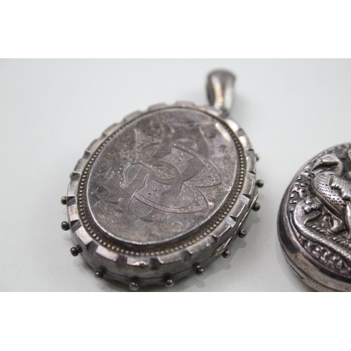 371 - Two silver Victorian locket pendants (40g)