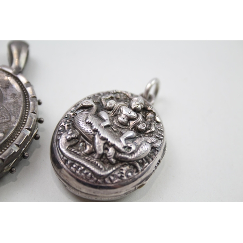 371 - Two silver Victorian locket pendants (40g)