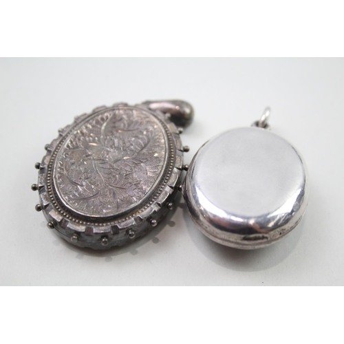 371 - Two silver Victorian locket pendants (40g)