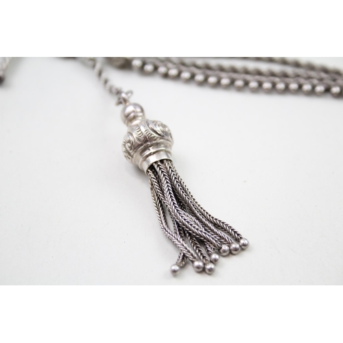 373 - Silver antique Albertina chain with tassel (19g)