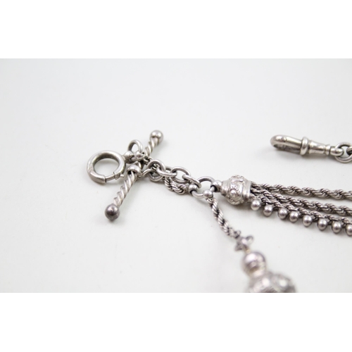 373 - Silver antique Albertina chain with tassel (19g)