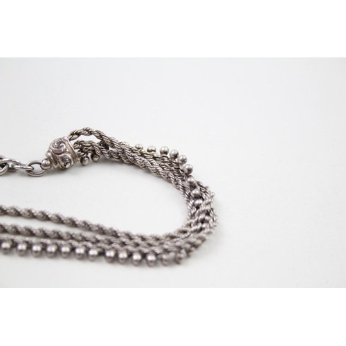 373 - Silver antique Albertina chain with tassel (19g)