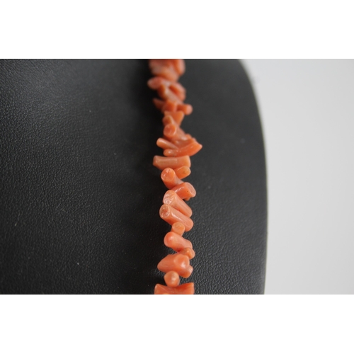 374 - Antique Coral opera length necklace (87g)