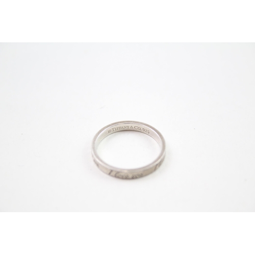 380 - Silver 'I Love You' band ring by designer Tiffany & Co (2g)