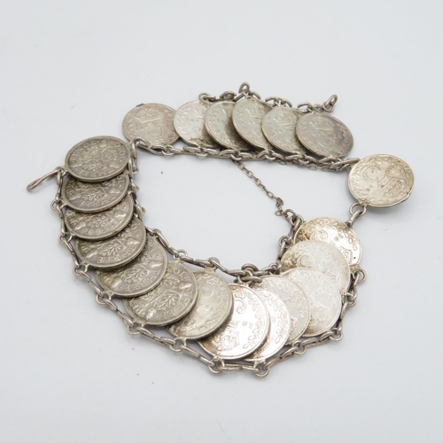 368 - HM silver bracelet set with coins  34g