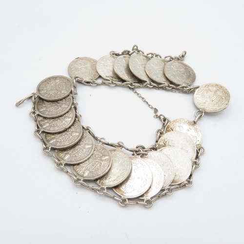 368 - HM silver bracelet set with coins  34g