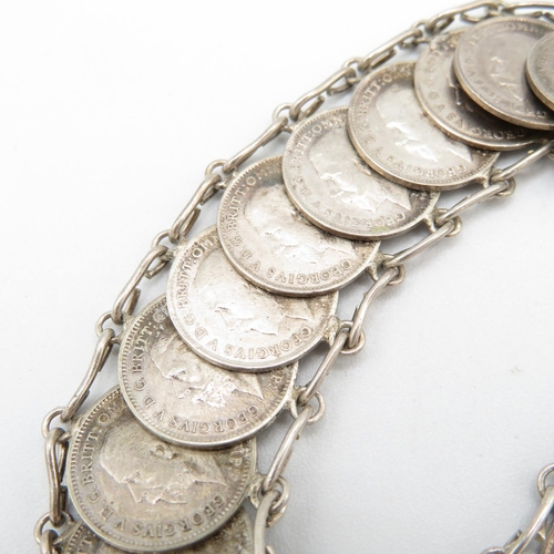 368 - HM silver bracelet set with coins  34g