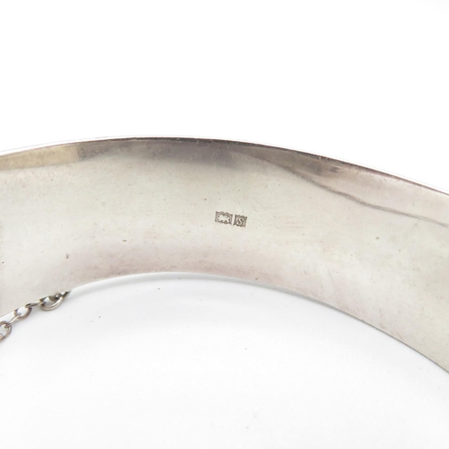 376 - HM silver bangle with safety chain intact  28g