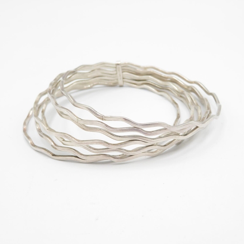 378 - HM silver wave design bangle  34.3g