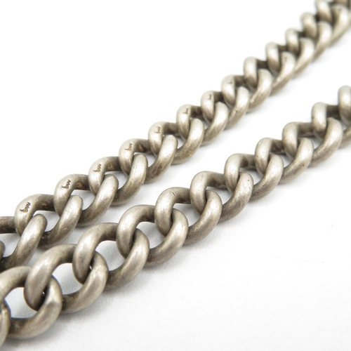 388 - HM silver watch chain with T bar  74g