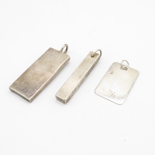 395 - 3x silver HM ingot pendants  54.3 total weight