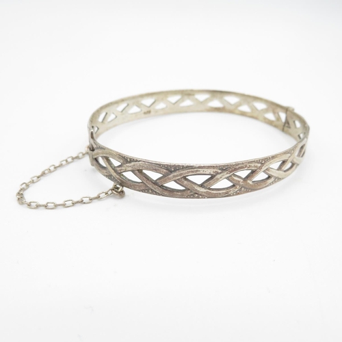 404 - 2x HM silver bangles - 1x adjustable and 1x with safety chain    42g