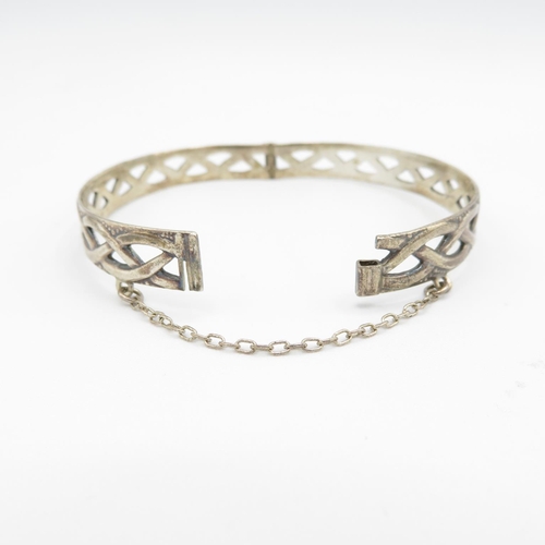 404 - 2x HM silver bangles - 1x adjustable and 1x with safety chain    42g