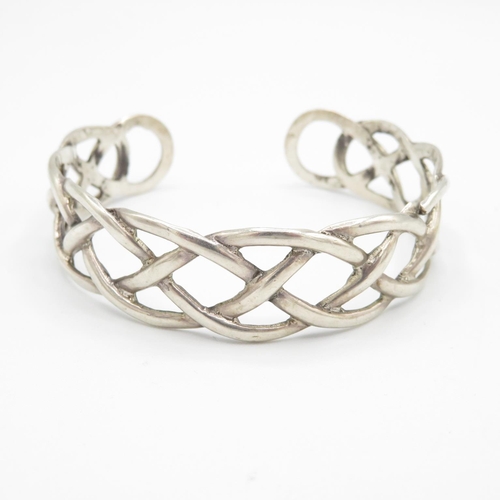 404 - 2x HM silver bangles - 1x adjustable and 1x with safety chain    42g