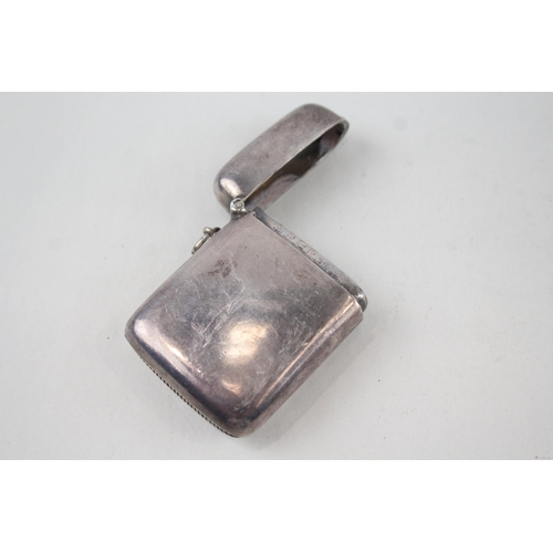 406 - Antique Edwardian 1907 Birmingham Sterling Silver Plain Vesta / Match Case (61g)