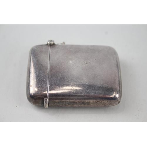 406 - Antique Edwardian 1907 Birmingham Sterling Silver Plain Vesta / Match Case (61g)