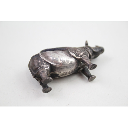 429 - Antique Edwardian 1908 Birmingham STERLING SILVER Novelty Rhino Pin Cushion (8g)