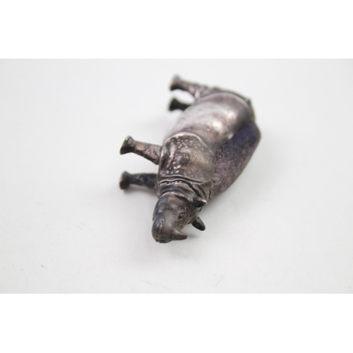 429 - Antique Edwardian 1908 Birmingham STERLING SILVER Novelty Rhino Pin Cushion (8g)