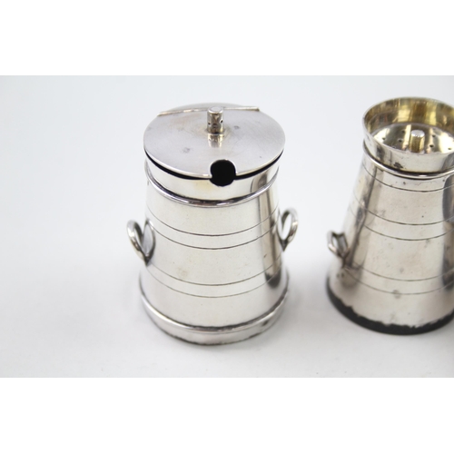 430 - 3 x Victorian 1886 London Sterling Silver Novelty Milk Churn Cruet Set (74g)