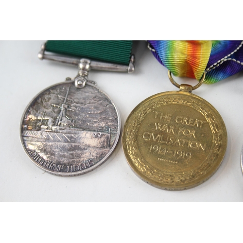 457 - WW1 Navy Long Service Medal Group Mounted T3039 T.Guy Sto R.N.R 23120