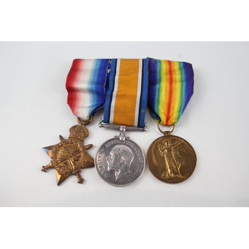 460 - Mounted WW1 1914-15 Star Trio Named 1550 Pte A. Walden Cheshire Regt