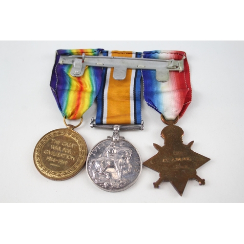 460 - Mounted WW1 1914-15 Star Trio Named 1550 Pte A. Walden Cheshire Regt