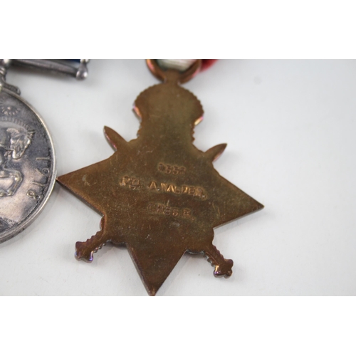 460 - Mounted WW1 1914-15 Star Trio Named 1550 Pte A. Walden Cheshire Regt