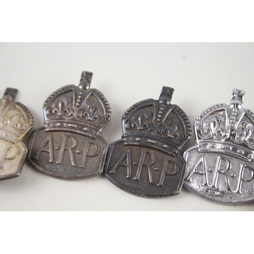 463 - Sterling Silver WW2 ARP Badges x 6 inc. Men's, Women's 56g