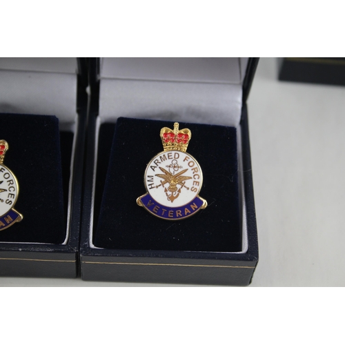 480 - Boxed H.M Forces Veteran Enamel Lapel Badges x 15