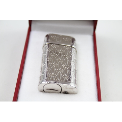 486 - CARTIER 'Double C' Palladium Finished Swiss Made Cigarette Lighter Original Box