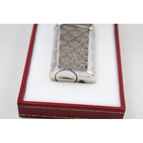 486 - CARTIER 'Double C' Palladium Finished Swiss Made Cigarette Lighter Original Box