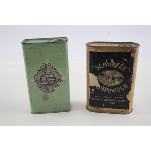 492 - Vintage Gunpowder Tins Smokeless Diamond & Schultze London Advertising Tin x 2