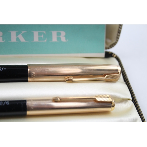 562 - Chalk Marked Vintage PARKER 51 Black Fountain Pen w/ 14ct Nib, Pencil, Box Etc