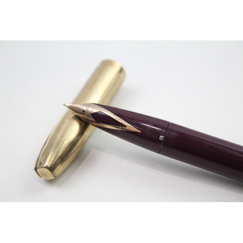 565 - Vintage SHEAFFER PFM Pen For Men Burgundy Fountain Pen w/ 14ct Gold Nib WRITING