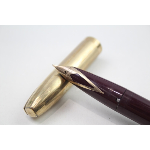 565 - Vintage SHEAFFER PFM Pen For Men Burgundy Fountain Pen w/ 14ct Gold Nib WRITING