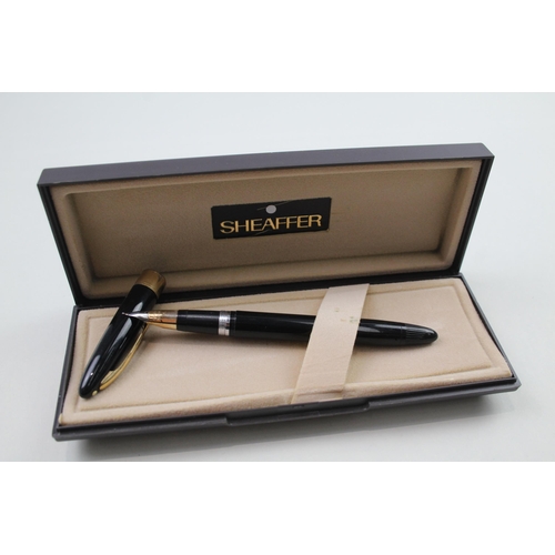 566 - Vintage SHEAFFER Snorkel Black Cased Fountain Pen w/ 14ct Gold Nib WRITING