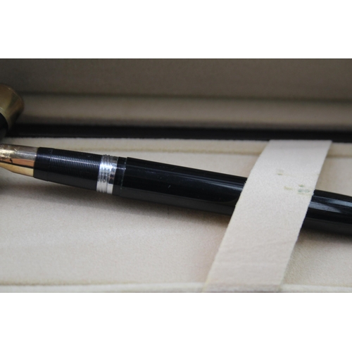 566 - Vintage SHEAFFER Snorkel Black Cased Fountain Pen w/ 14ct Gold Nib WRITING