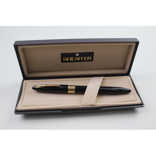 566 - Vintage SHEAFFER Snorkel Black Cased Fountain Pen w/ 14ct Gold Nib WRITING