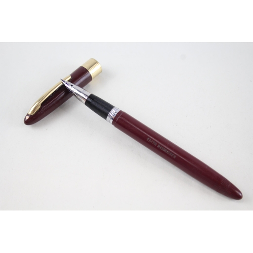 567 - Vintage SHEAFFER Snorkel Burgundy Cased Fountain Pen w/ Steel Nib WRITING